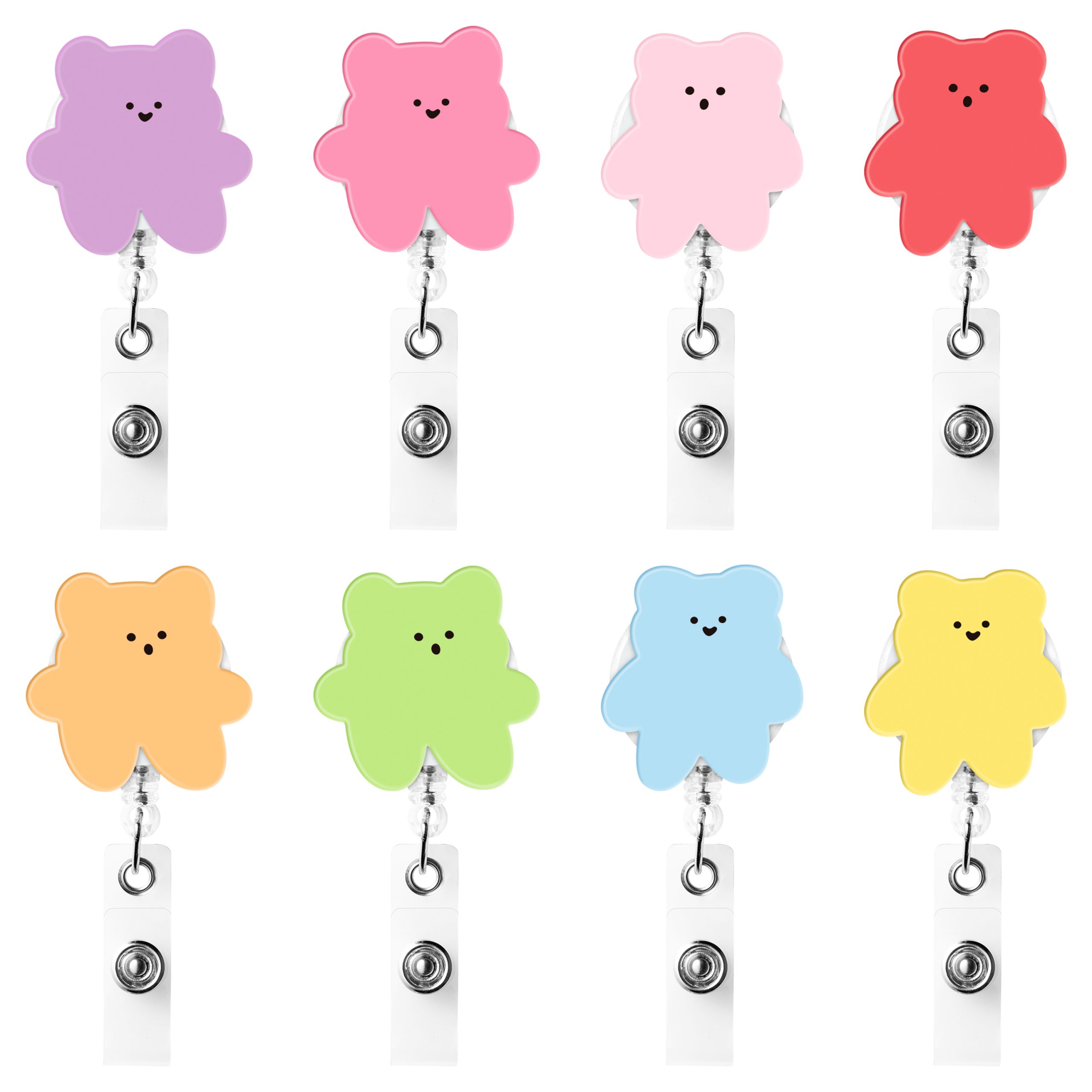 AwserTantue 8Pcs Gummy Bear Badge Reel Holder Colorful Cute Bear Retractable Badge Reel Candy Bear Name Tag ID Clips for Nurse Student Doctor Medical Assistant School Office Nurses Gifts Supplies